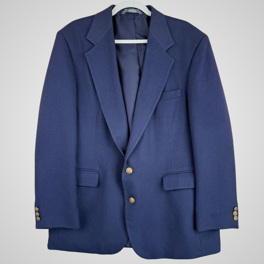 Haggar Mens Wool Imperial Blazer Size 44R Blue‎ Sport Coat Professional Formal
